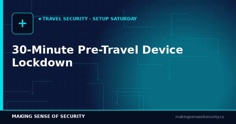 30-minute pre-travel device lockdown checklist for iOS Android macOS Windows