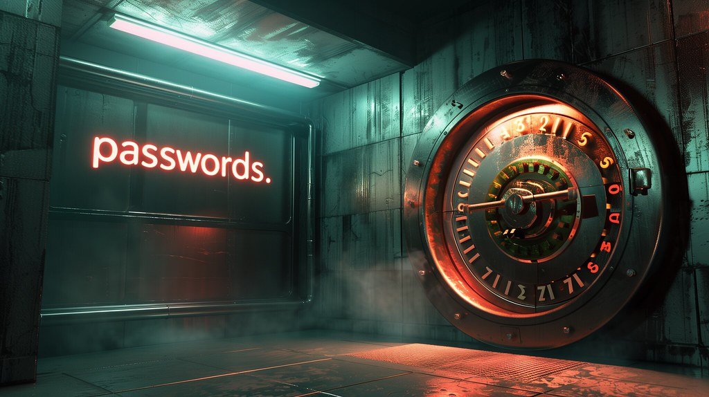 Set up passkeys concept image showing a digital password vault and lock
