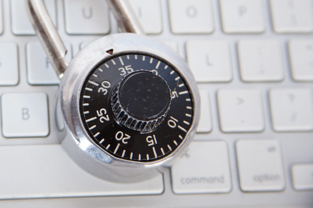 Padlock on a keyboard symbolizing small business ransomware protection